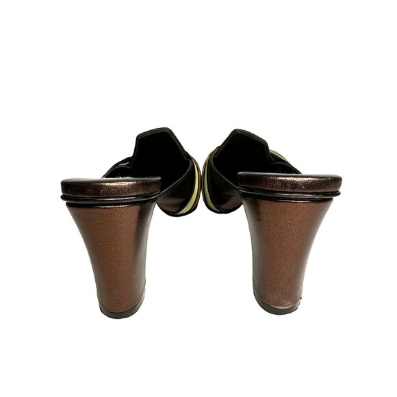 Olivia Rose Tal Marseilles Lace Leather Multi Stripe Twist Mule Heels Pointed To - Picture 9 of 11